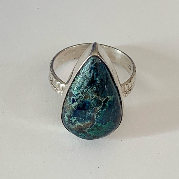 Azurite in Chrysocolla Sterling Ring - Picture 5 of 5